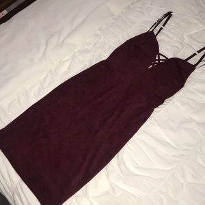 Gorgeous Burgundy, Suede Midi Dress